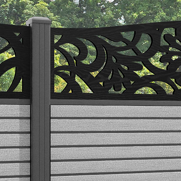 Hudson Heritage Curved Top Fence Panel - Light Grey - with our aluminium posts