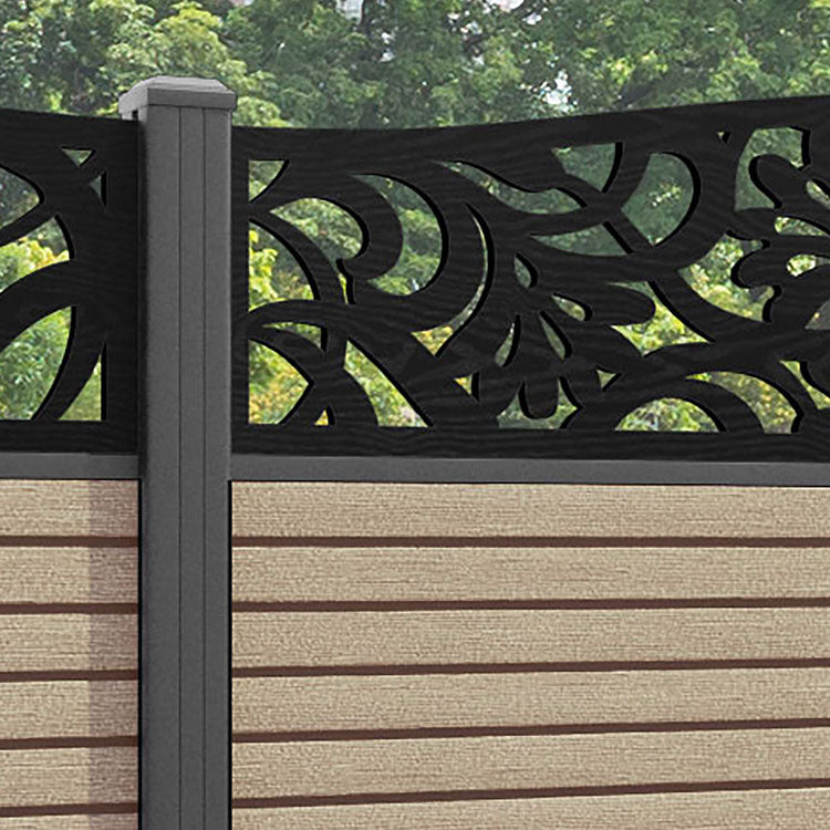 Hudson Heritage Curved Top Fence Panel - Light Oak - with our aluminium posts