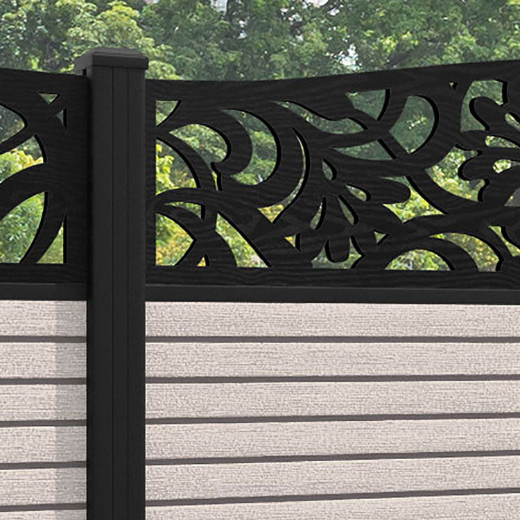 Hudson Heritage Curved Top Fence Panel - Mid Stone - with our aluminium posts