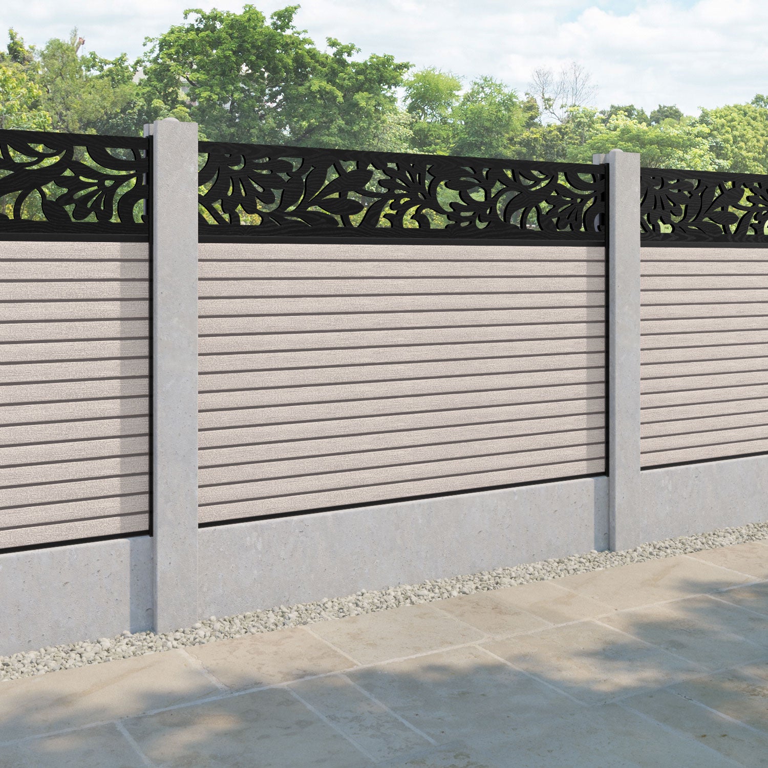 Hudson Heritage Fence Panel - Mid Stone - for existing concrete posts