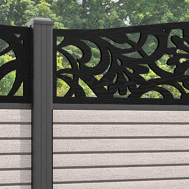 Hudson Heritage Curved Top Fence Panel - Mid Stone - with our aluminium posts