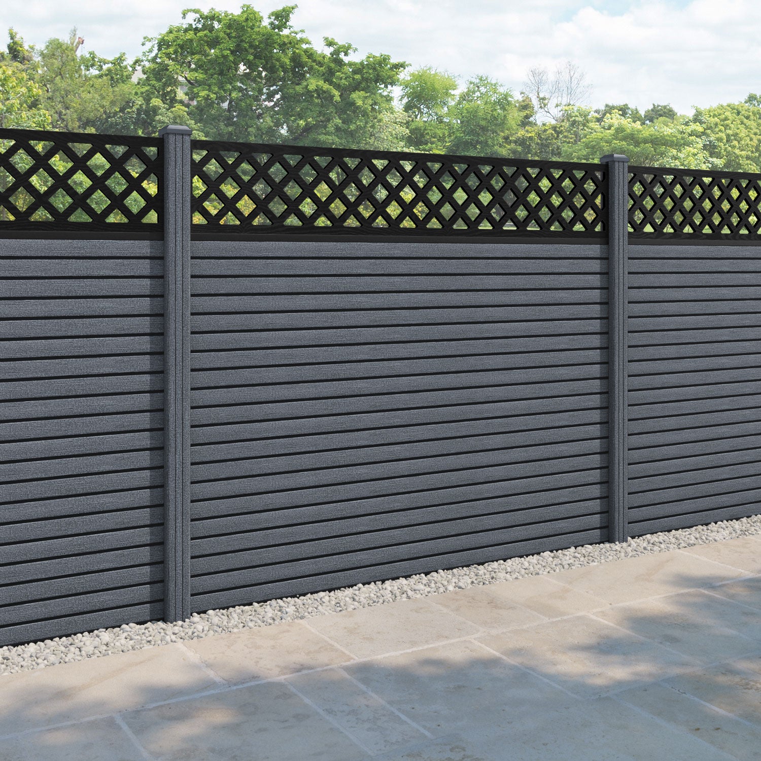 Hudson Hive Fence Panel - Anthracite - with our composite posts