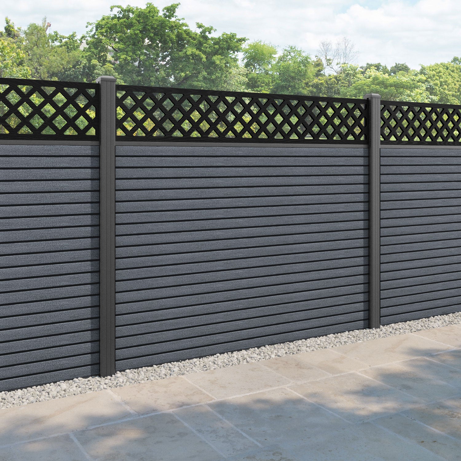 Hudson Hive Fence Panel - Anthracite - with our aluminium posts