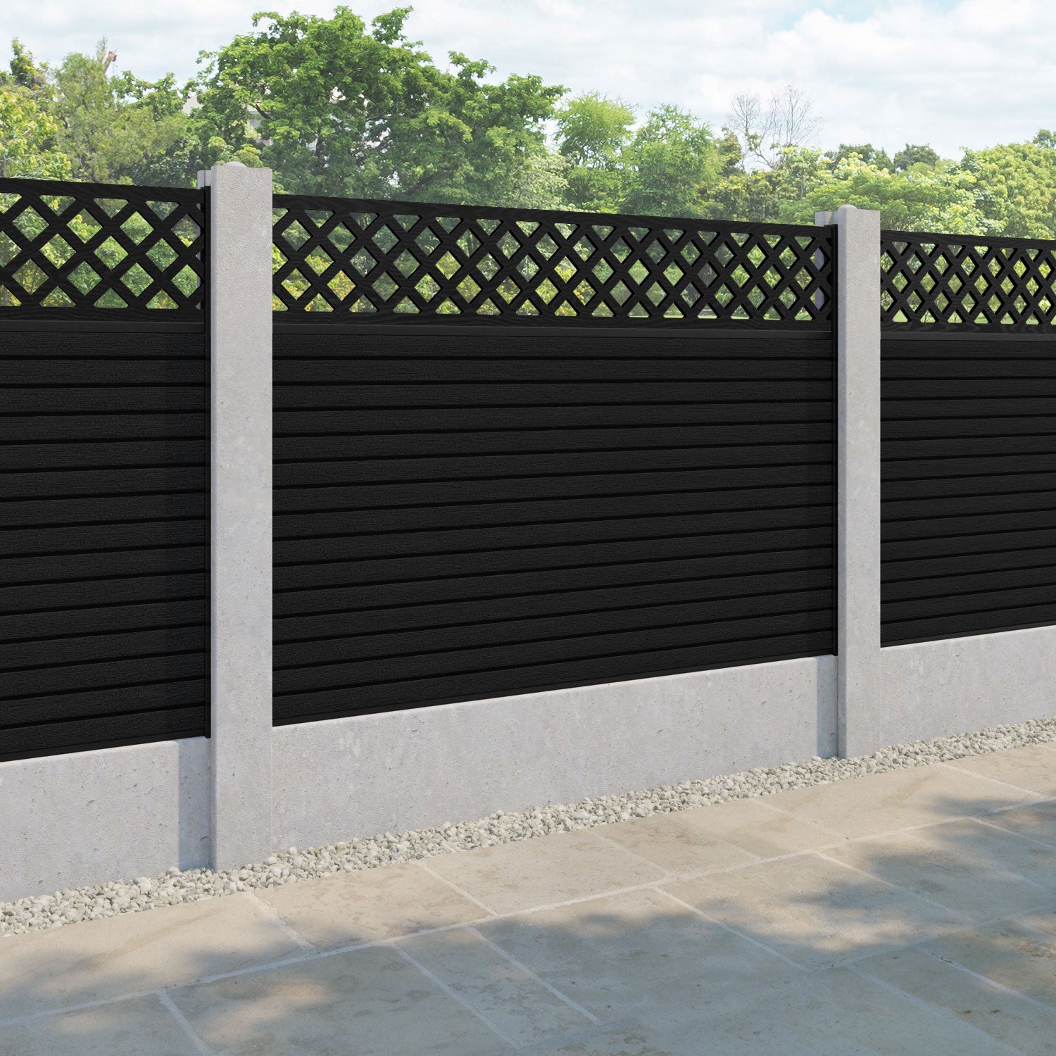 Hudson Hive Fence Panel - Black - for existing concrete posts