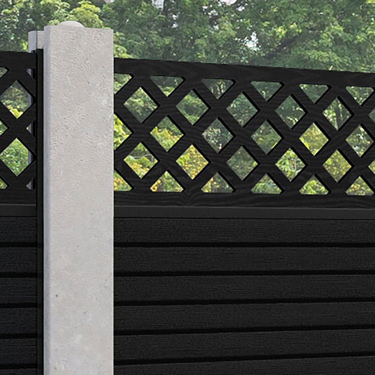 Hudson Hive Fence Panel - Black - for existing concrete posts