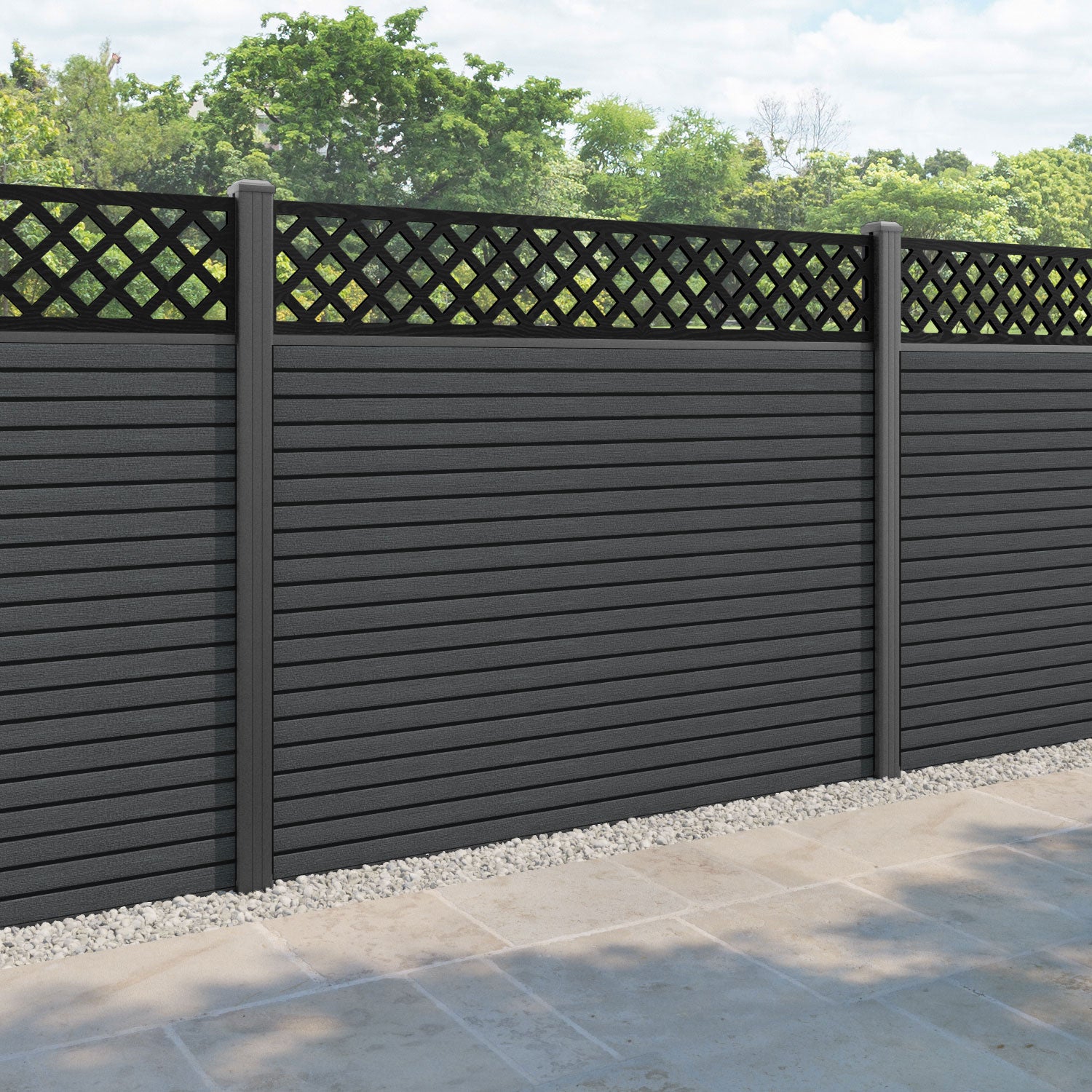 Hudson Hive Fence Panel - Dark Grey - with our aluminium posts