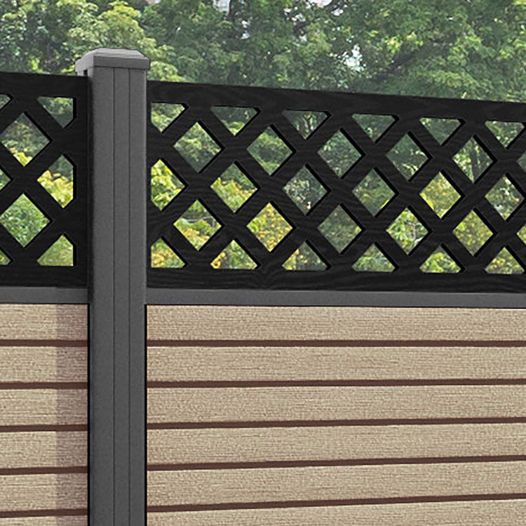 Hudson Hive Fence Panel - Light Oak - with our aluminium posts