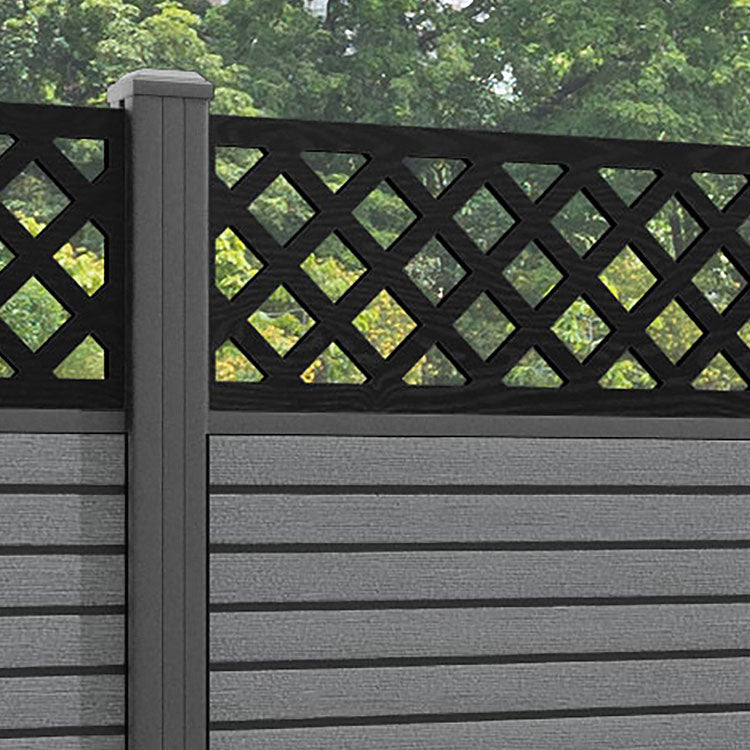 Hudson Hive Fence Panel - Mid Grey - with our aluminium posts