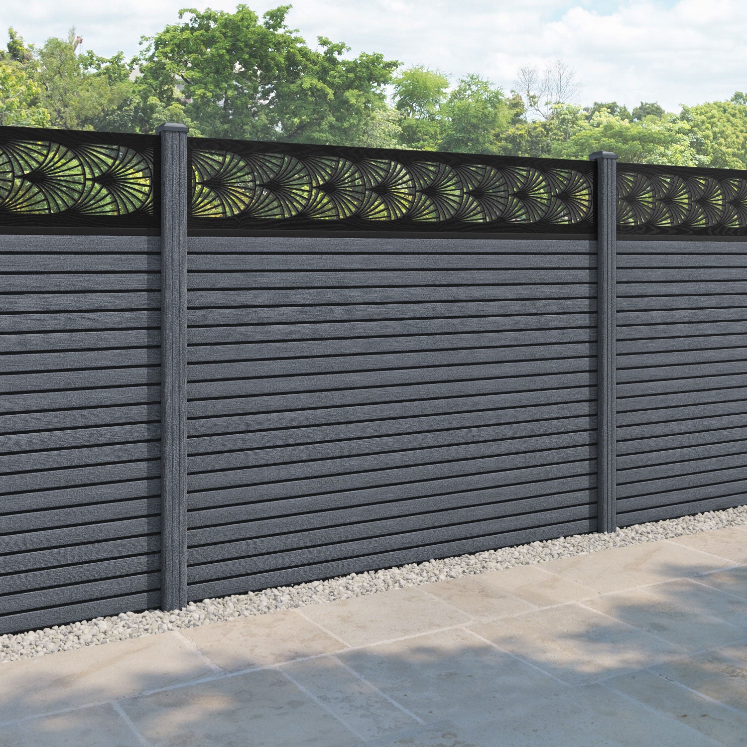 Hudson Laurel Fence Panel - Anthracite - with our composite posts