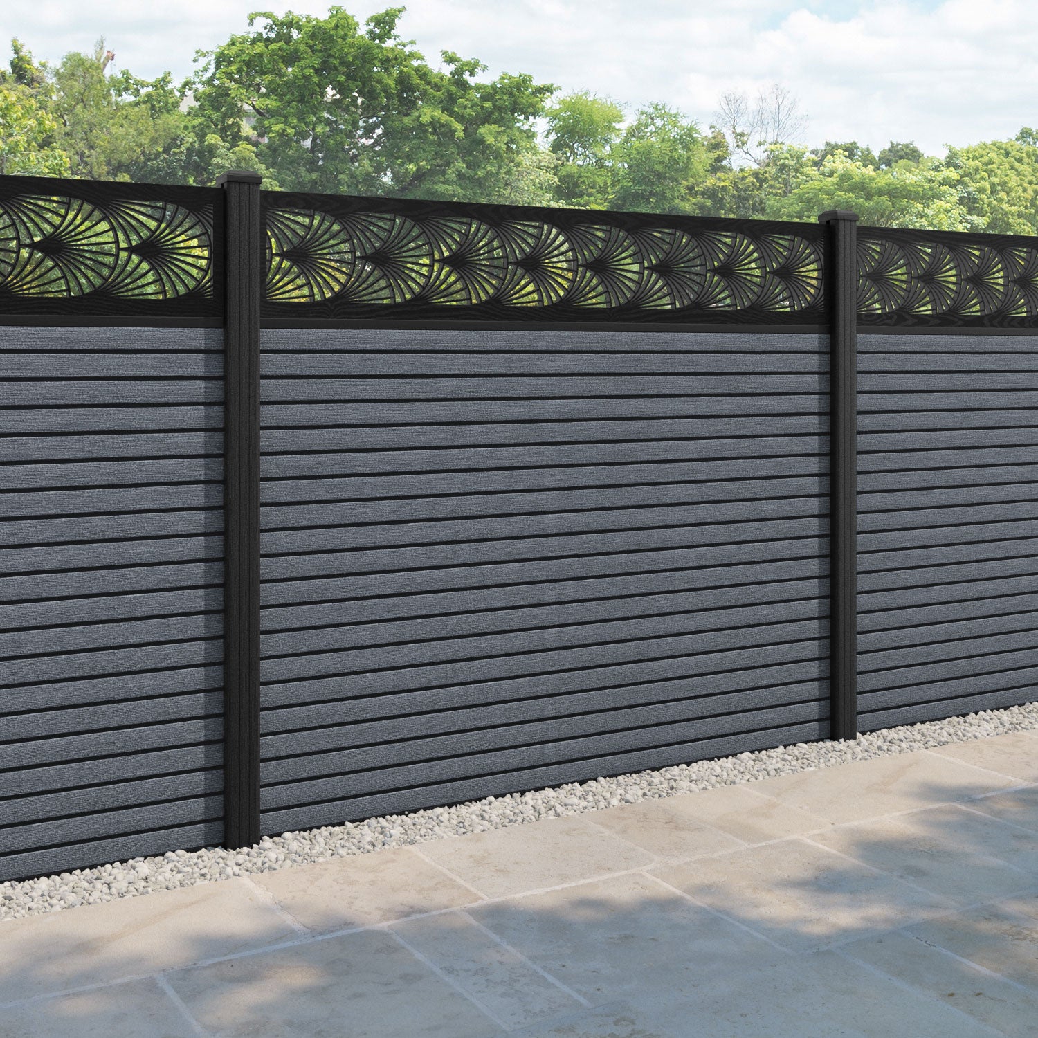 Hudson Laurel Fence Panel - Anthracite - with our composite posts
