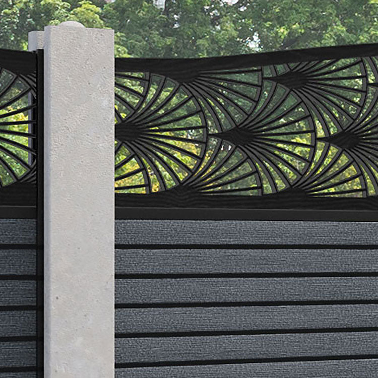Hudson Laurel Curved Top Fence Panel - Anthracite - for existing concrete posts