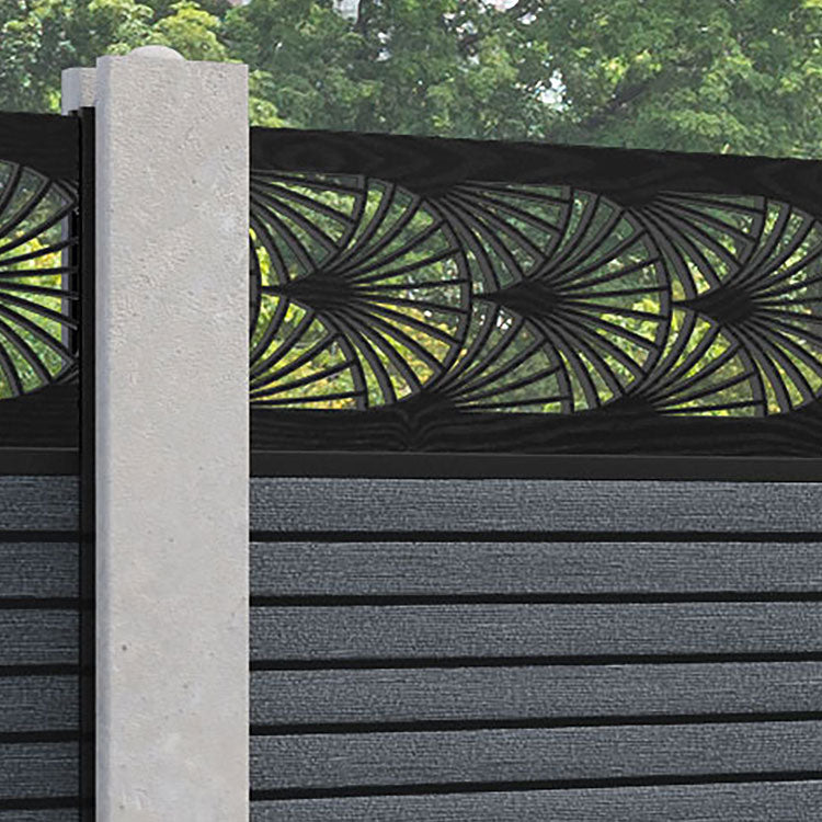 Hudson Laurel Fence Panel - Anthracite - for existing concrete posts
