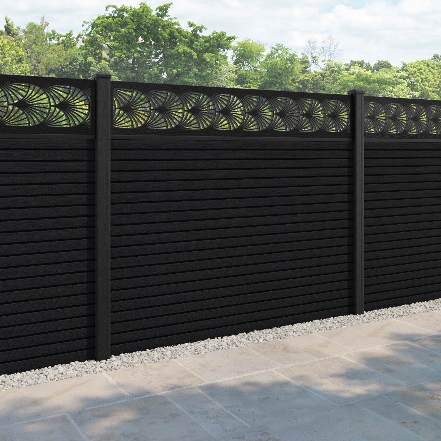 Hudson Laurel Fence Panel - Black - with our composite posts