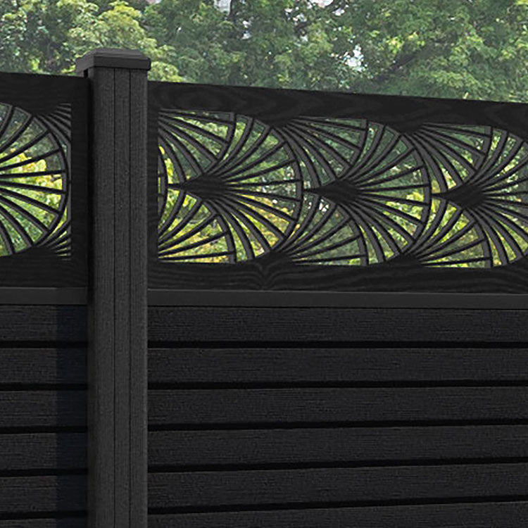 Hudson Laurel Fence Panel - Black - with our composite posts