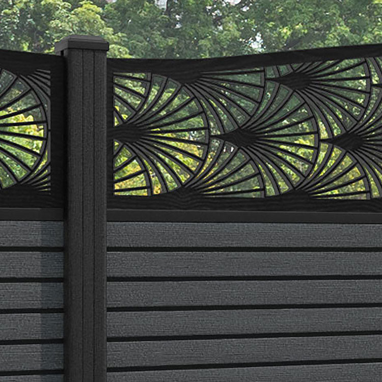 Hudson Laurel Curved Top Fence Panel - Dark Grey - with our composite posts