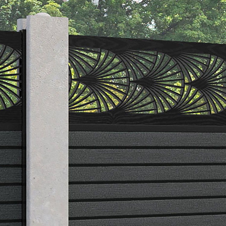 Hudson Laurel Fence Panel - Dark Grey - for existing concrete posts