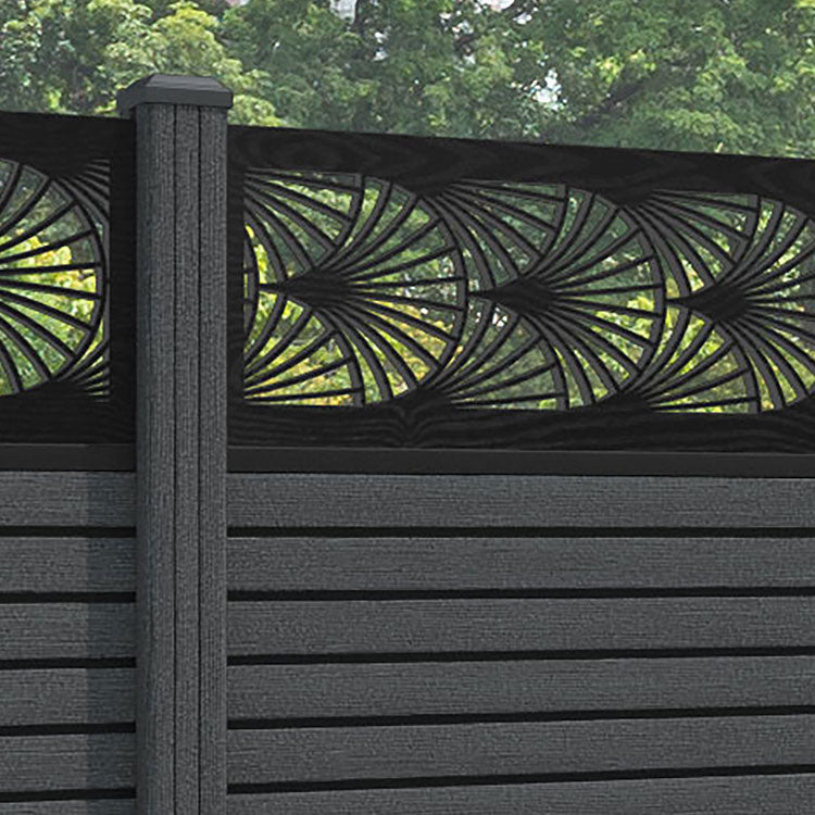 Hudson Laurel Fence Panel - Dark Grey - with our composite posts
