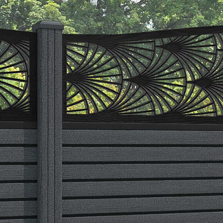 Hudson Laurel Curved Top Fence Panel - Dark Grey - with our composite posts