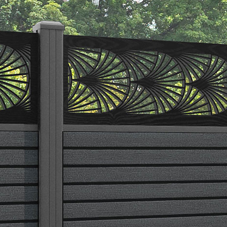 Hudson Laurel Fence Panel - Dark Grey - with our aluminium posts