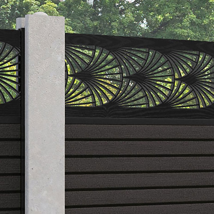 Hudson Laurel Fence Panel - Dark Oak - for existing concrete posts