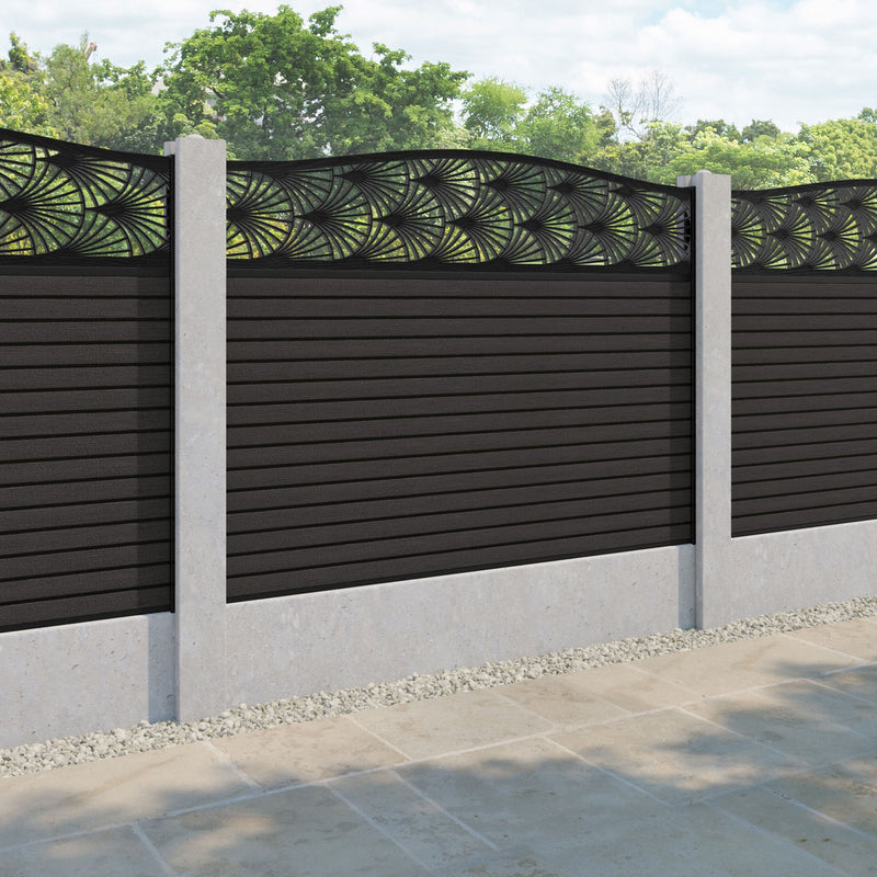 Hudson Laurel Curved Top Fence Panel - Dark Oak - for existing concrete posts