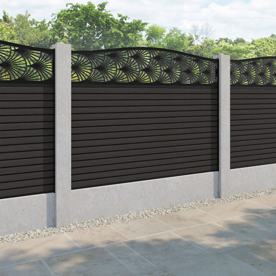 Hudson Laurel Curved Top Fence Panel - Dark Oak - for existing concrete posts