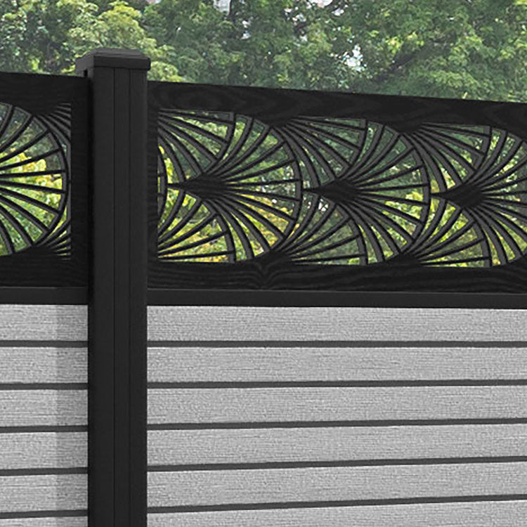 Hudson Laurel Fence Panel - Light Grey - with our aluminium posts