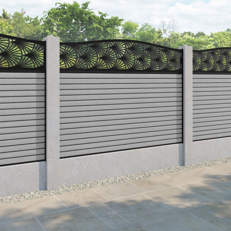 Hudson Laurel Curved Top Fence Panel - Light Grey - for existing concrete posts