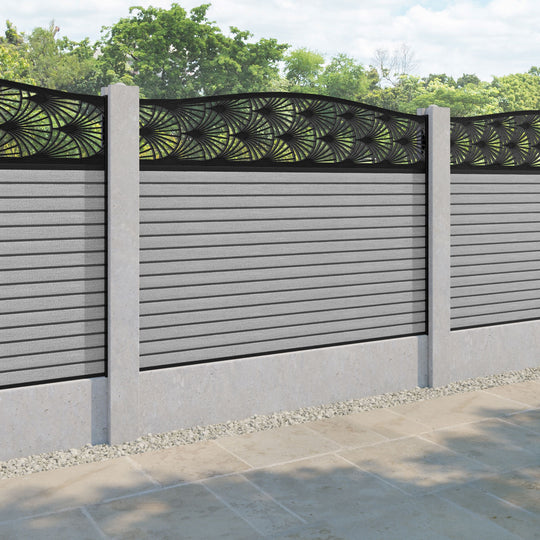 Hudson Laurel Curved Top Fence Panel - Light Grey - for existing concrete posts