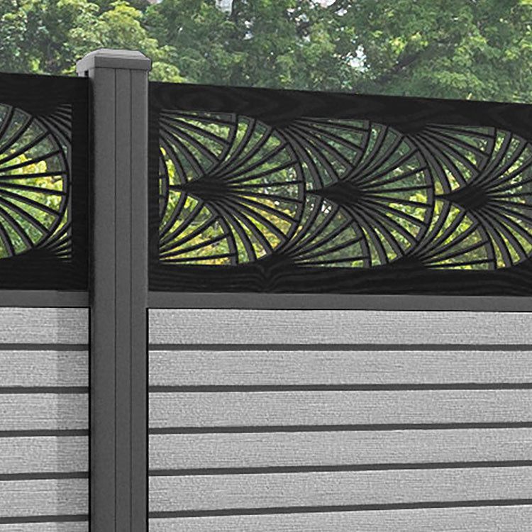 Hudson Laurel Fence Panel - Light Grey - with our aluminium posts