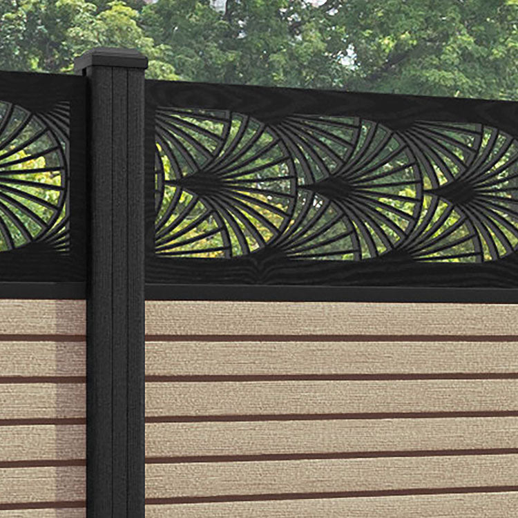 Hudson Laurel Fence Panel - Light Oak - with our composite posts