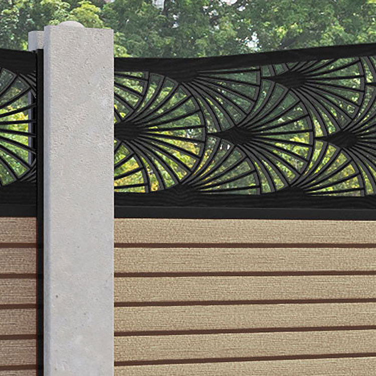 Hudson Laurel Curved Top Fence Panel - Light Oak - for existing concrete posts