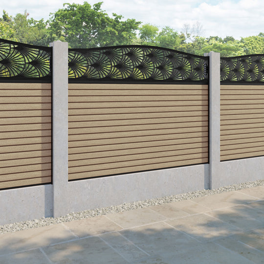 Hudson Laurel Curved Top Fence Panel - Light Oak - for existing concrete posts