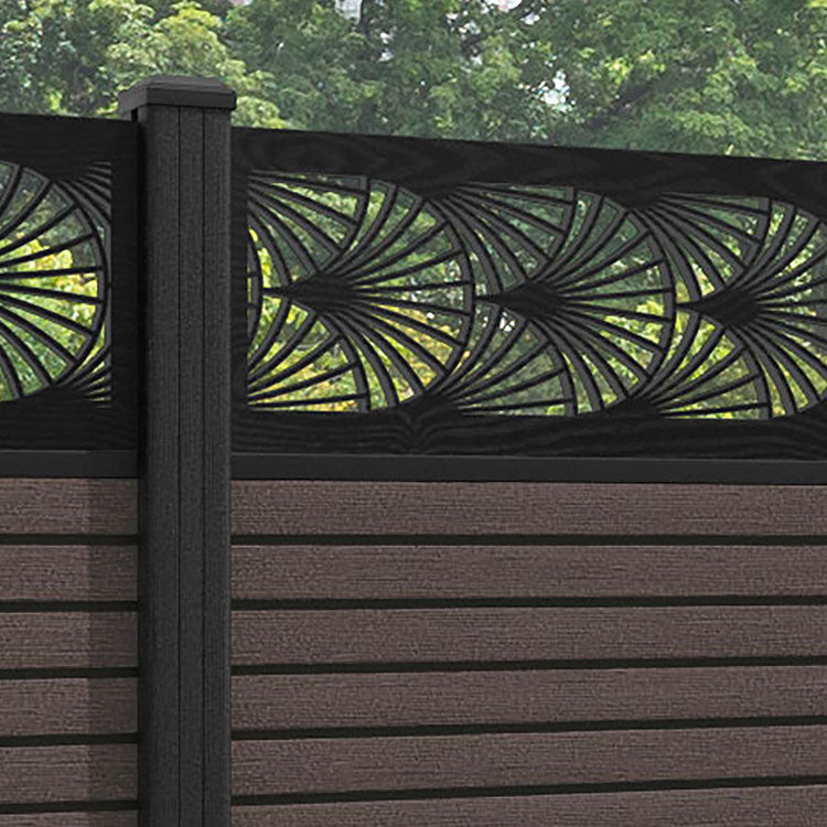Hudson Laurel Fence Panel - Mid Brown - with our composite posts