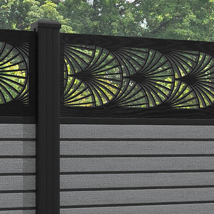 Hudson Laurel Fence Panel - Mid Grey - with our aluminium posts