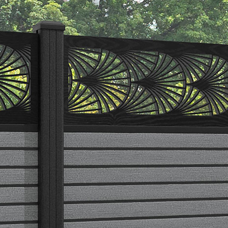 Hudson Laurel Fence Panel - Mid Grey - with our composite posts