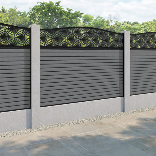 Hudson Laurel Curved Top Fence Panel - Mid Grey - for existing concrete posts