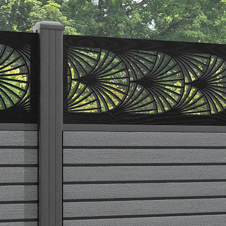 Hudson Laurel Fence Panel - Mid Grey - with our aluminium posts