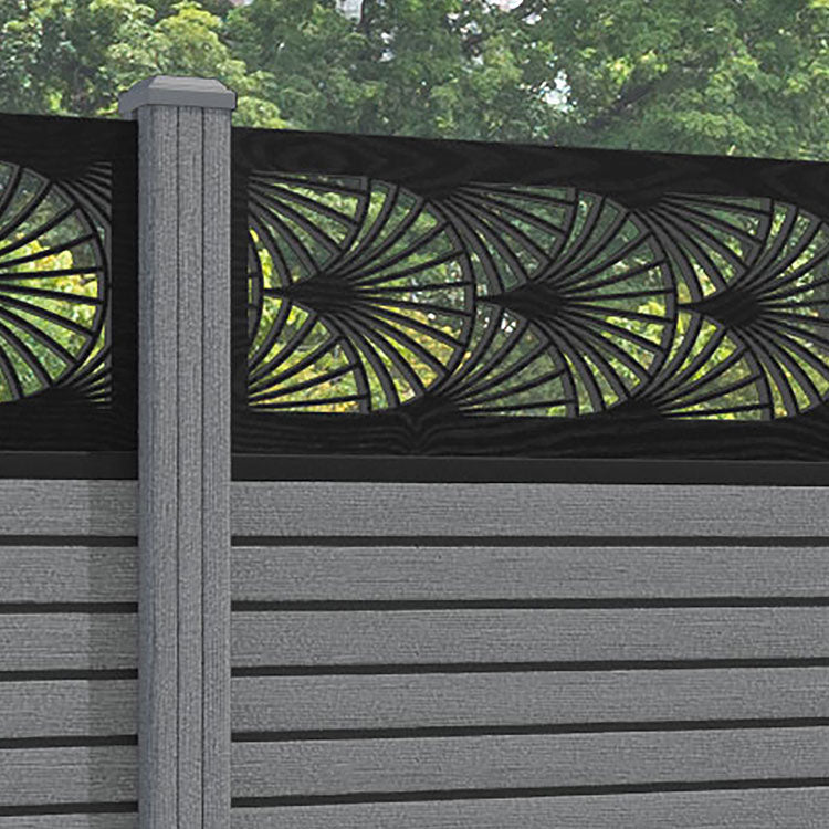 Hudson Laurel Fence Panel - Mid Grey - with our composite posts