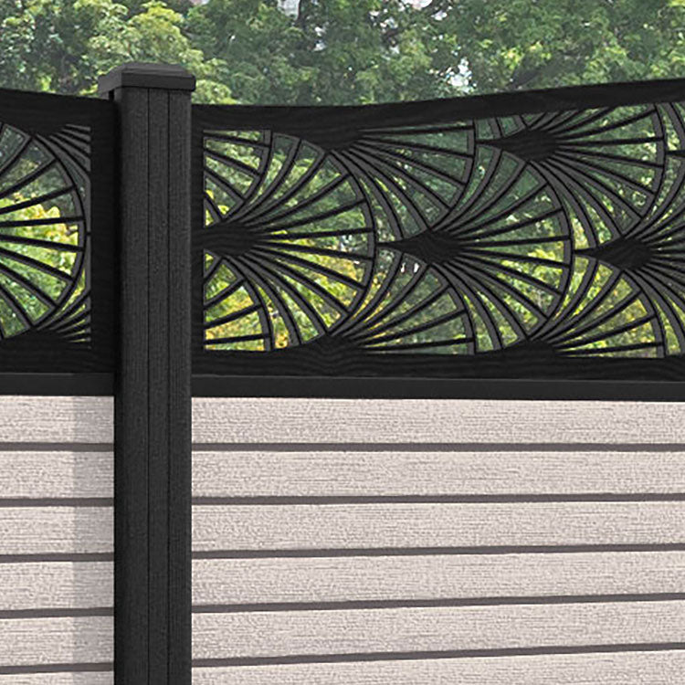 Hudson Laurel Curved Top Fence Panel - Mid Stone - with our composite posts