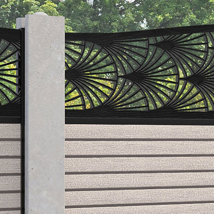 Hudson Laurel Curved Top Fence Panel - Mid Stone - for existing concrete posts