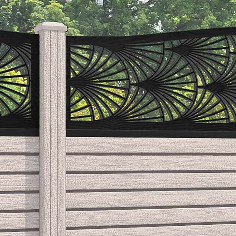 Hudson Laurel Curved Top Fence Panel - Mid Stone - with our composite posts