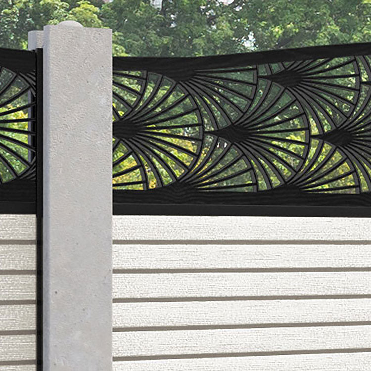 Hudson Laurel Curved Top Fence Panel - Light Stone - for existing concrete posts