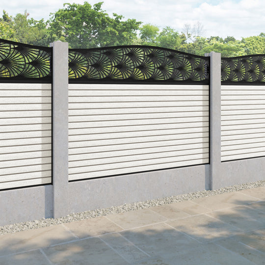 Hudson Laurel Curved Top Fence Panel - Light Stone - for existing concrete posts
