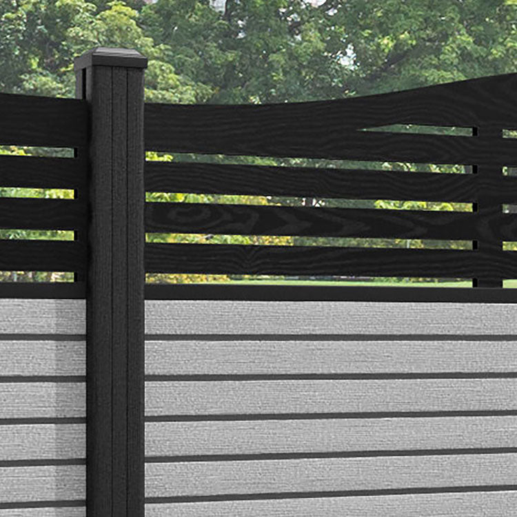 Hudson Aspen Curved Top Fence Panel - Light Grey - with our composite posts