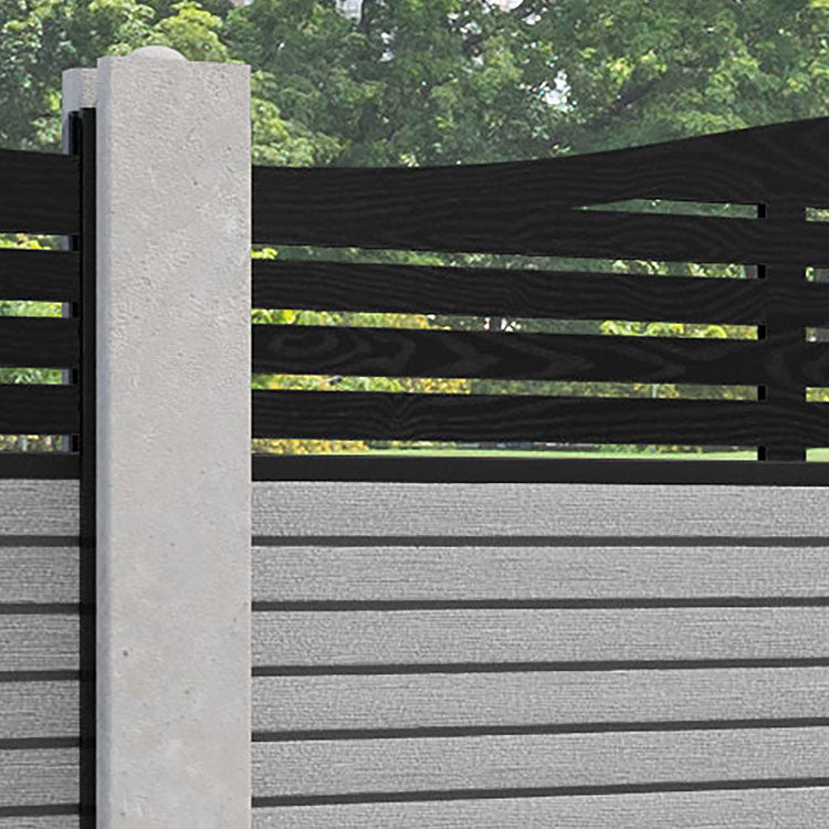 Hudson Aspen Curved Top Fence Panel - Light Grey - for existing concrete posts