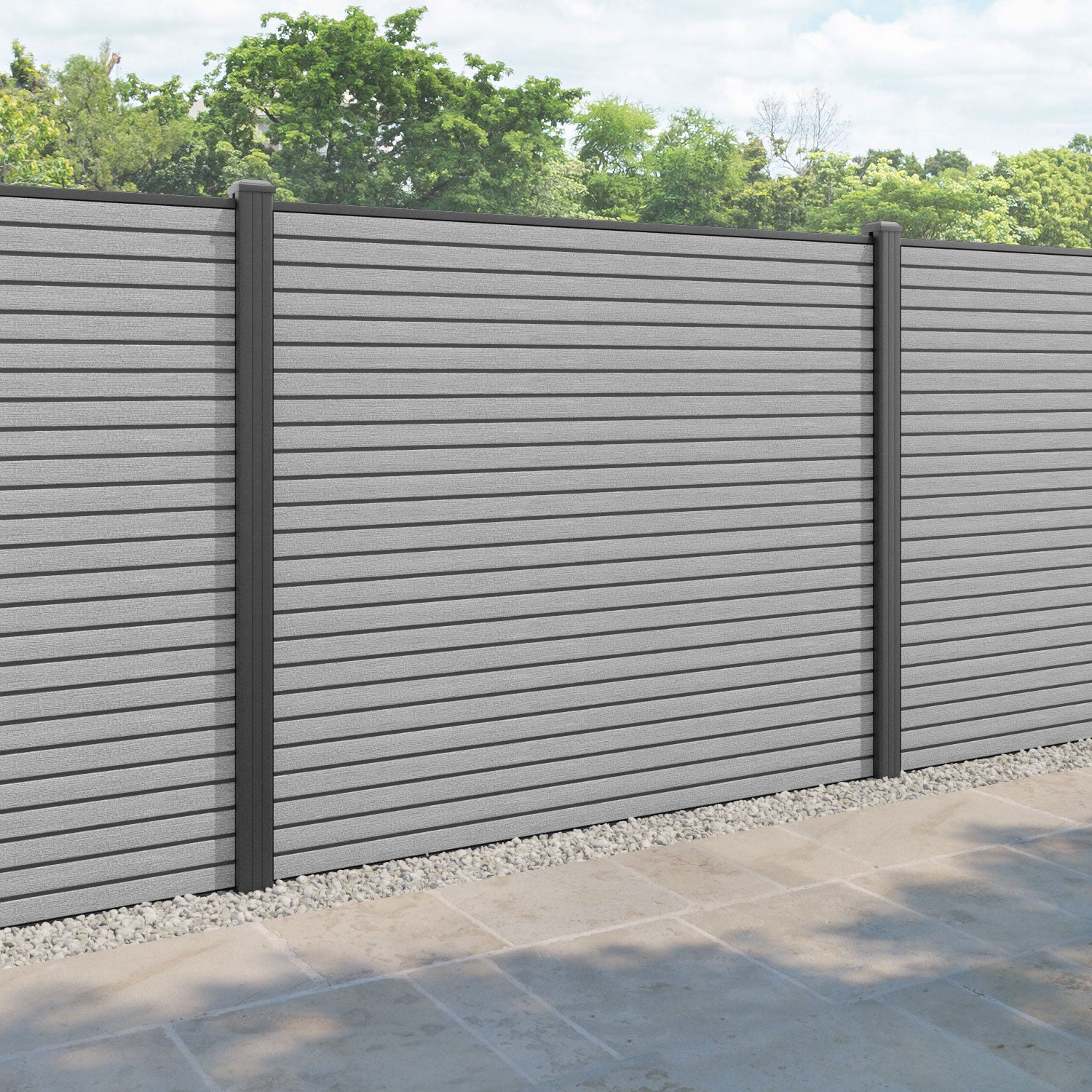 Hudson Fence Panel - Light grey - with our aluminium posts