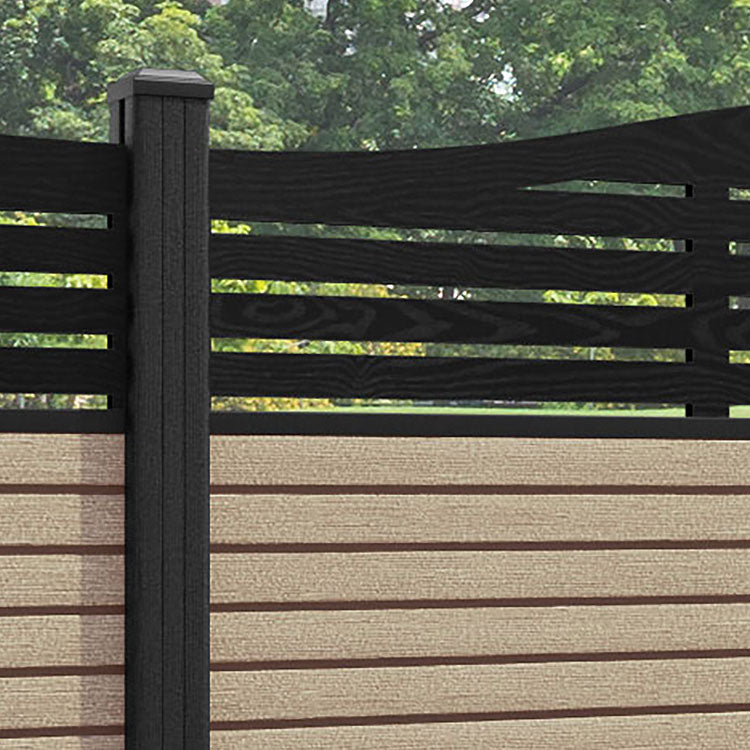 Hudson Aspen Curved Top Fence Panel - Light Oak - with our composite posts