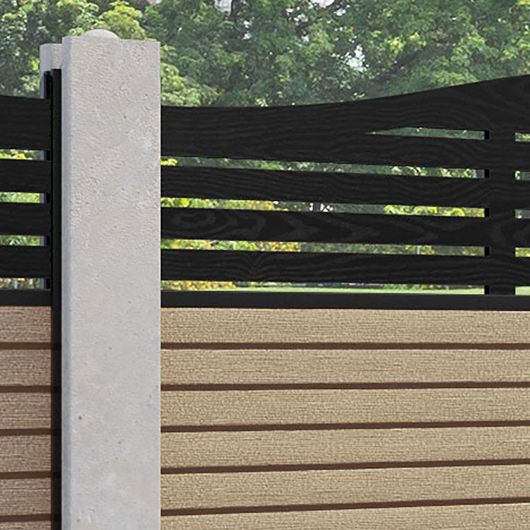 Hudson Aspen Curved Top Fence Panel - Light Oak - for existing concrete posts