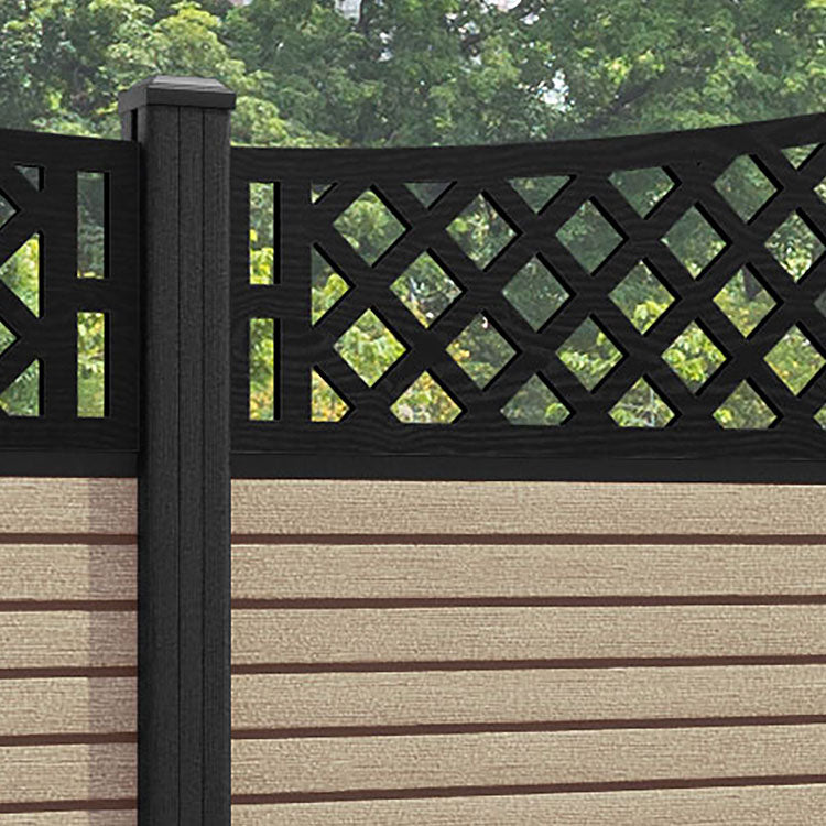 Hudson Oxford Curved Top Fence Panel - Light Oak - with our composite posts